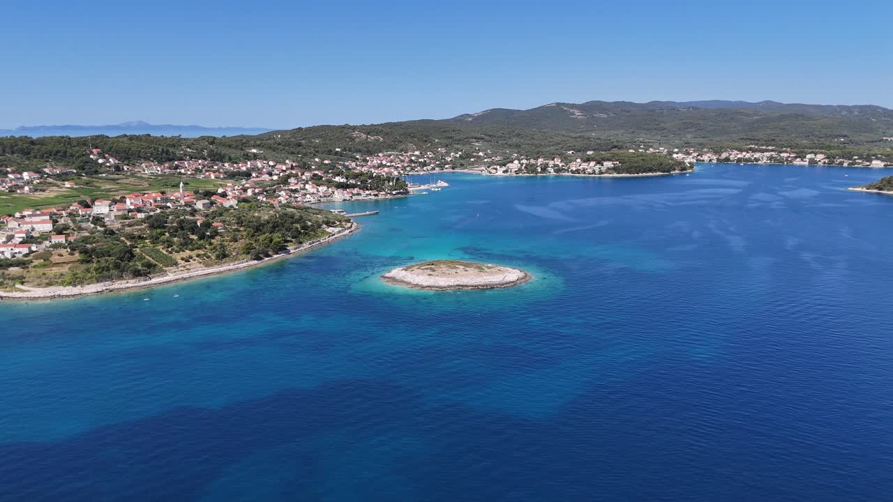 Aerial drone view of islands off the coast of croatia adriatic sea Dalmatian coast