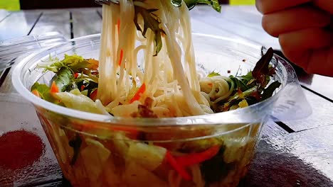 Eating-Vietnamese-asian-salad-HD-60fps