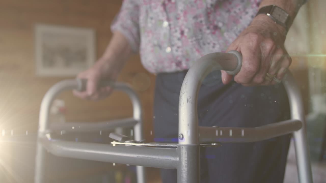 ⁇ 는 프레임을 가진 노인 위에 반 ⁇ 이는 빛의 애니메이션