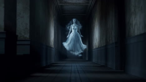 a ghostly figure in a hallway