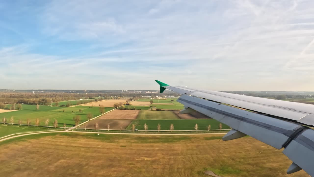Moments before landing, the stunning landscape of Germany unfolds below the plane.