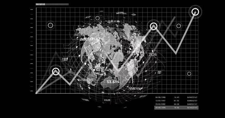 Analytics receiving feed, turning map into rotating globe and spiking line for network monitoring