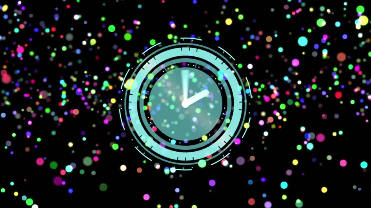 色とりどりの光を照らす時計のアニメーション