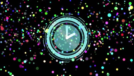 Animación-Del-Reloj-Sobre-Luces-De-Colores-Brillantes.