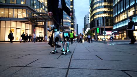 perro robot caminando por una ciudad