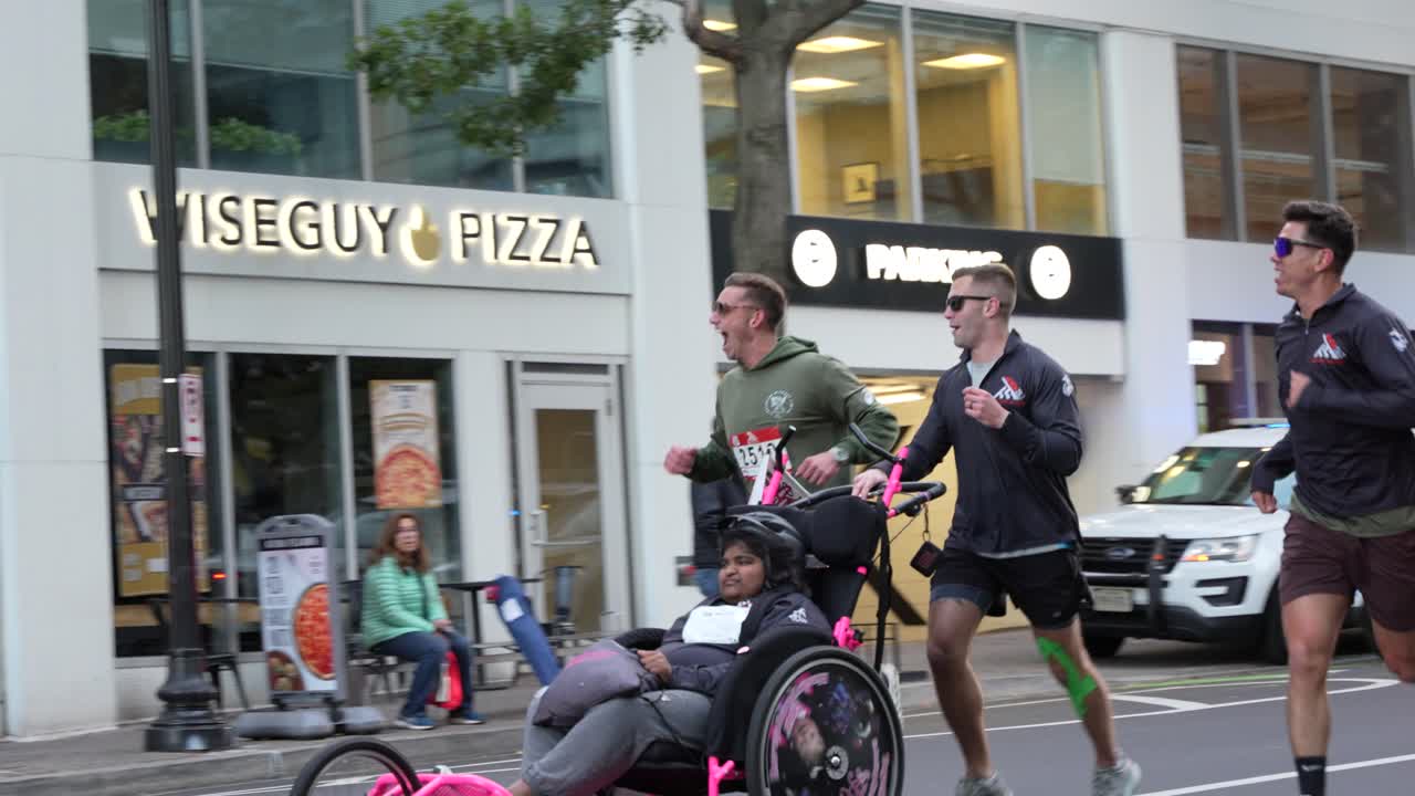 Wheelchair Marathon Race in City Streets