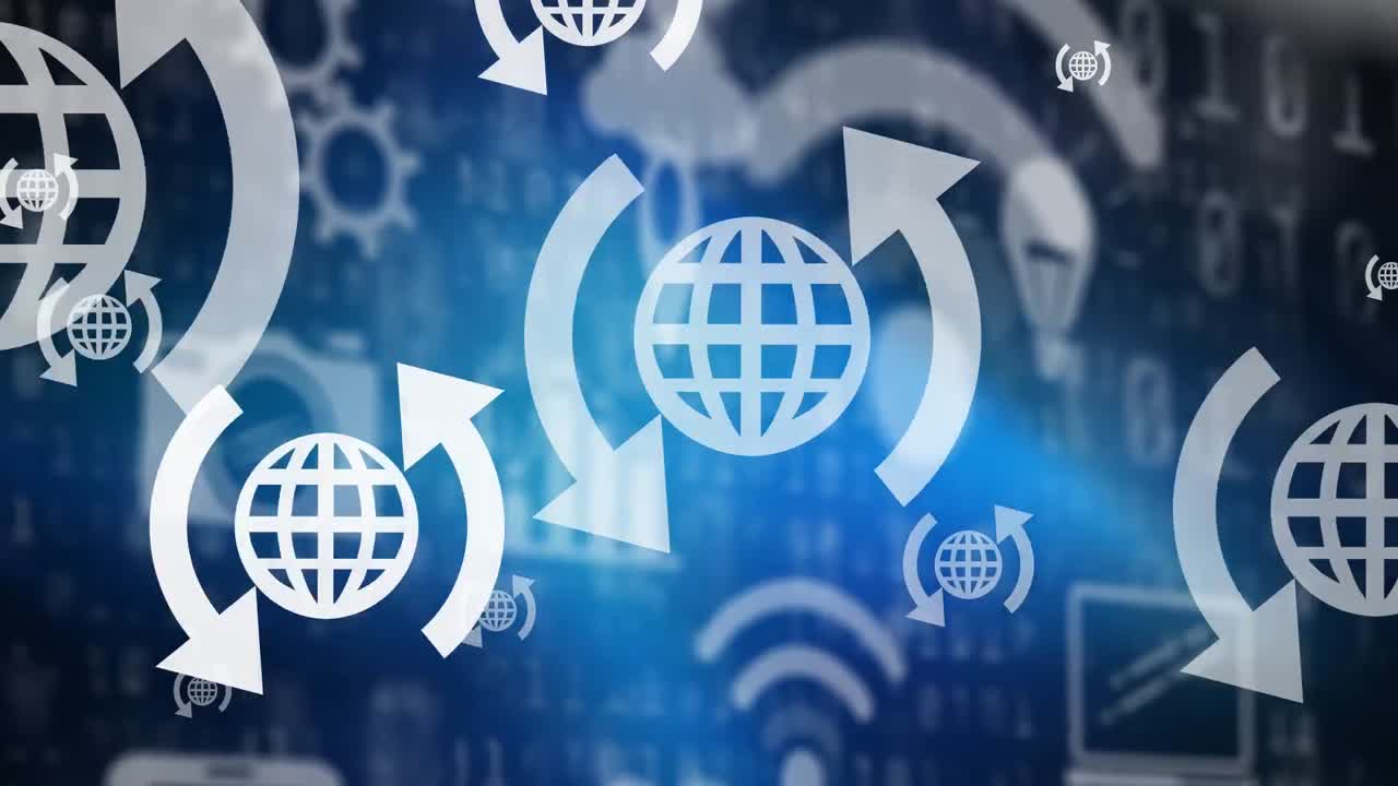 animación de iconos de medios sobre el procesamiento de datos
