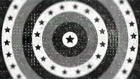 animation of circle formed with american flag in black and white