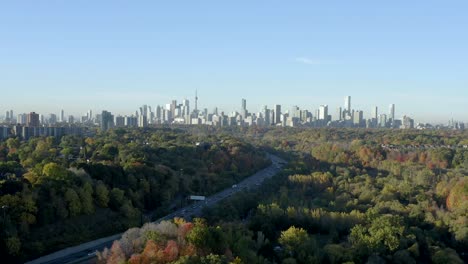 toma aérea de drones del horizonte de toronto