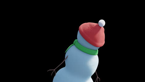 animation of christmas snow man moving on black background