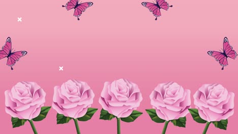 animación de cáncer de mama con rosas flores y mariposas