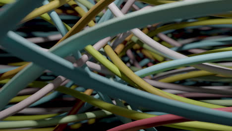 a cluster of colorful cables camera fly through