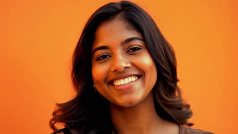 portrait of a beautiful young woman with brown hair smiling.