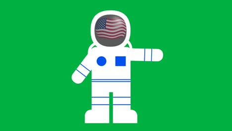 el astronauta dice hola animación aislada en pantalla verde. animación para el espacio y el día del astronauta.