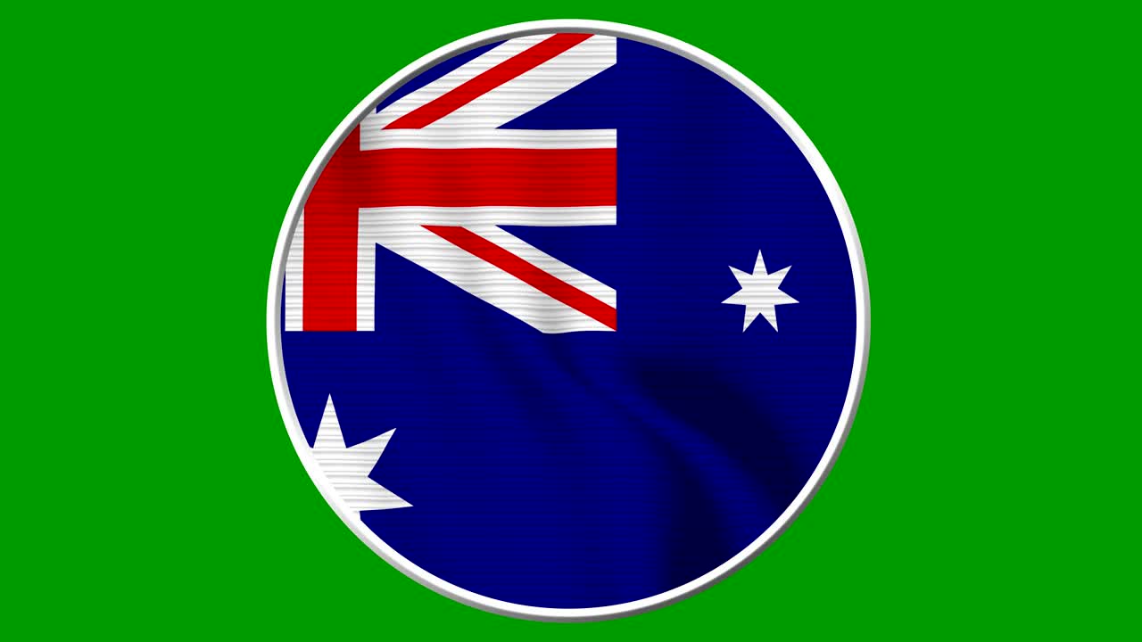 Australia Circular Flag Loop - Realistic 4K flag waving in the wind