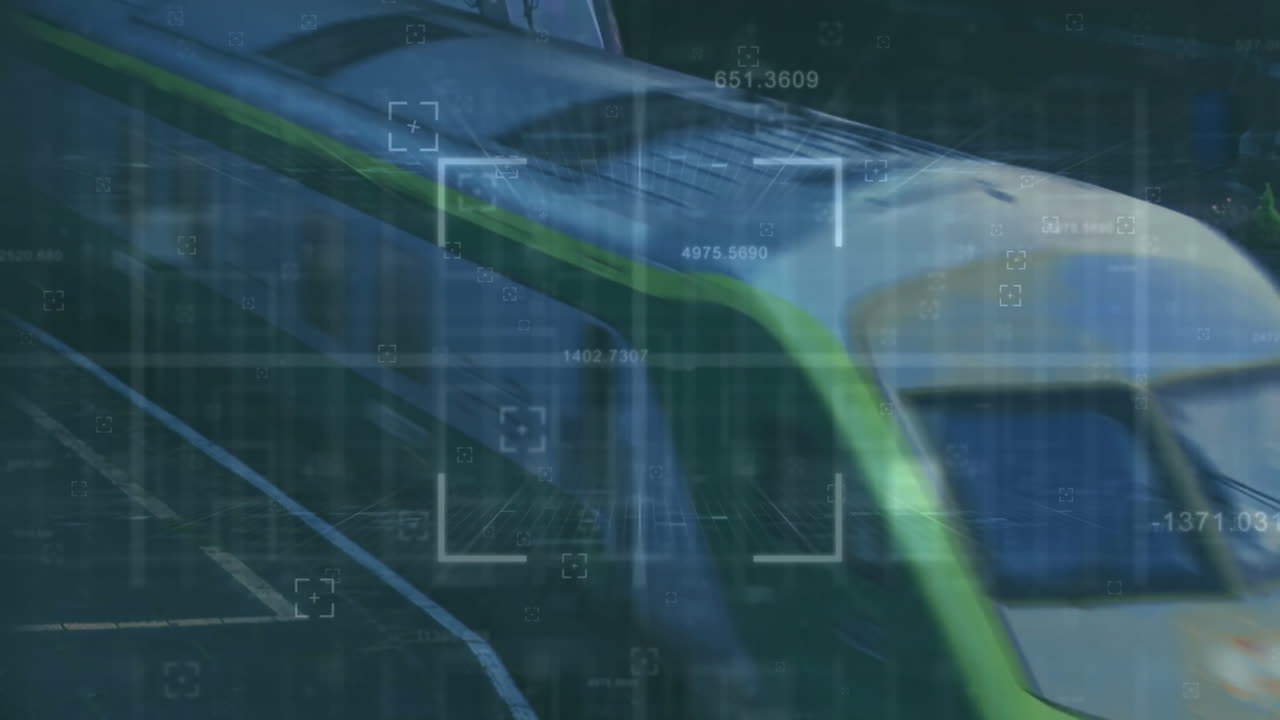 기차역에서 데이터 처리 및 범위 스캐닝의 애니메이션