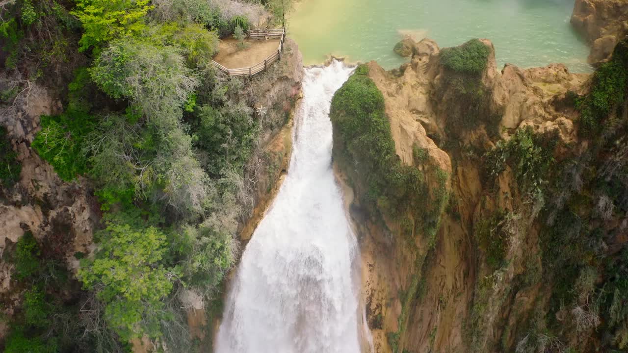 Aerial shot of El Chiflon waterfall in Chiapas, Mexico