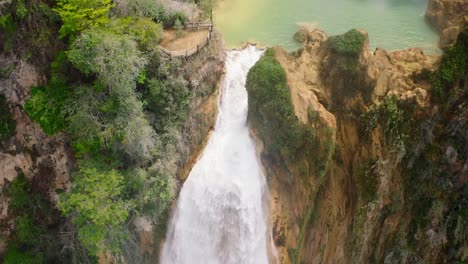 aerial shot of el chiflon waterfall in chiapas, mexico
