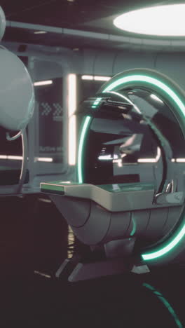 futuristic medical room with scanning chair