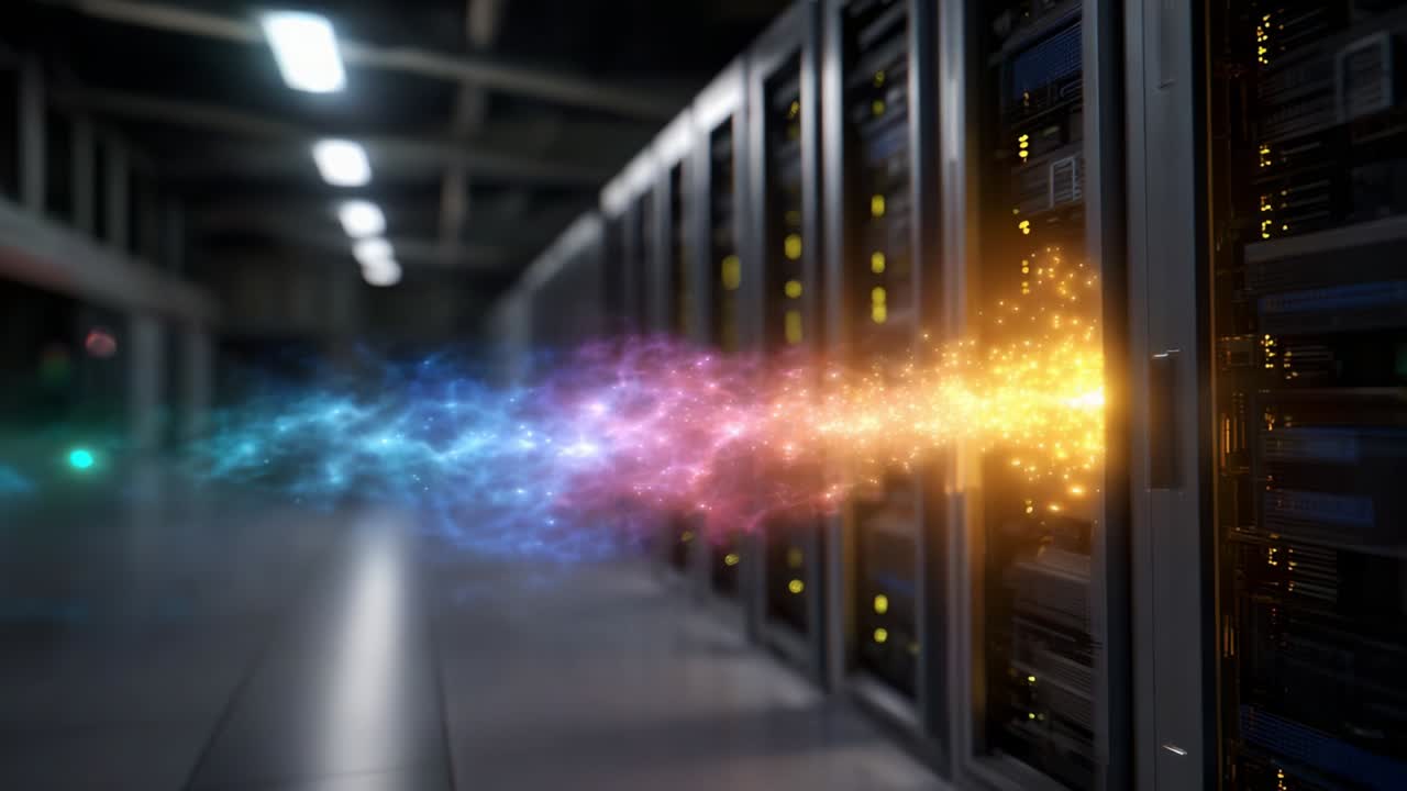 Dynamic Interaction with Server Data Streams: A Visualization of Colorful Energy Flowing from High-Performance Network Servers in a Modern Data Center Environment