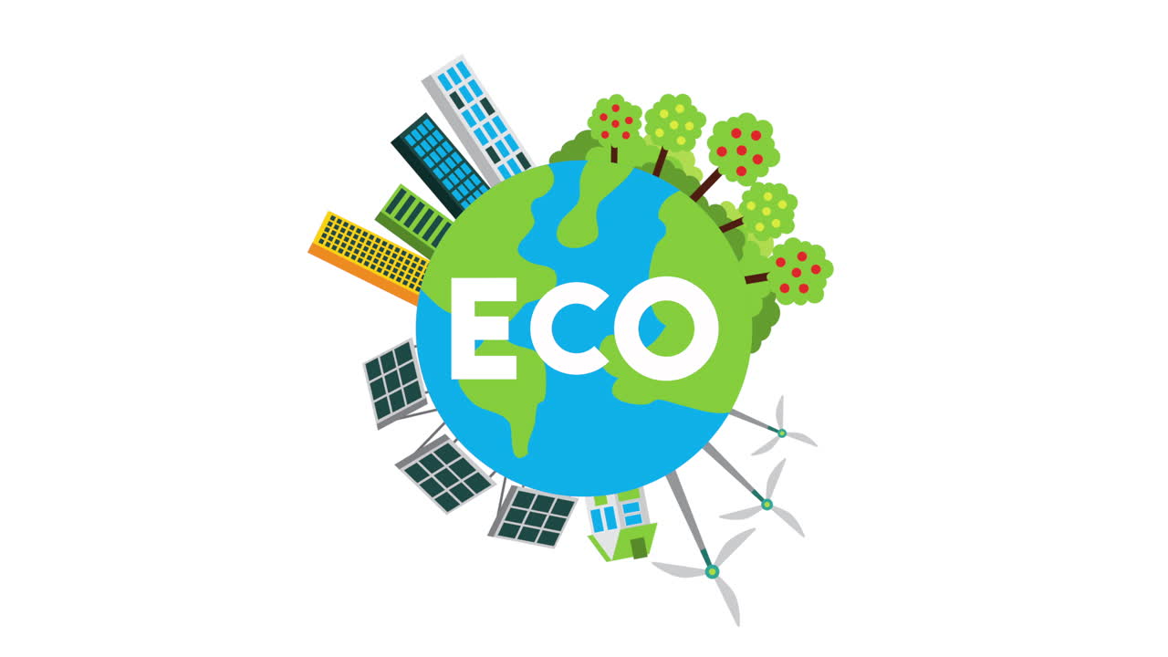 letras ecológicas con animación de video del planeta mundial