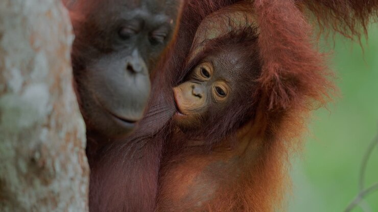 Orangutan Mother and Baby