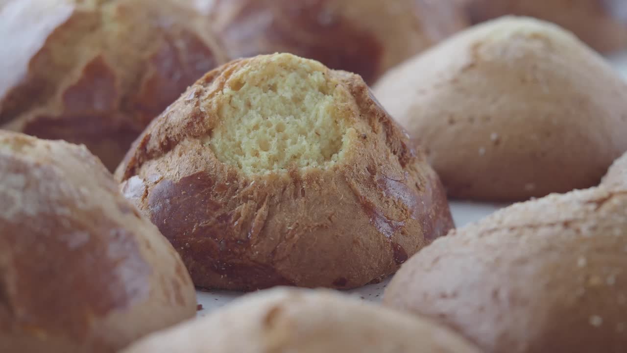 Closeup of freshly baked buns