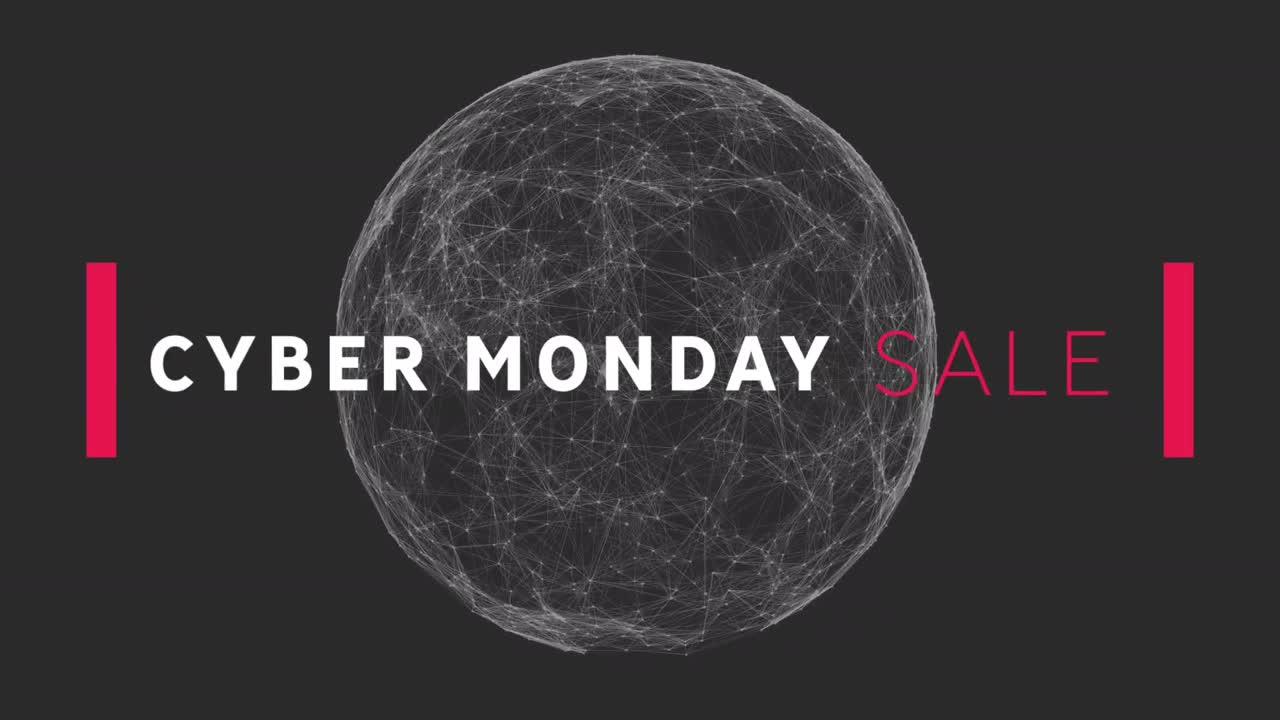 연결 네트워크를 통해 사이버 월요일 판매 텍스트의 애니메이션