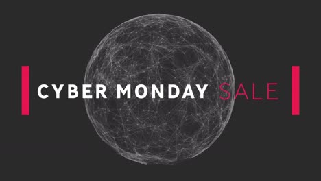 Animación-Del-Texto-De-Venta-Del-Cyber-Monday-A-Través-De-Redes-De-Conexiones.