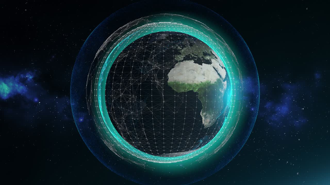 Earth globe satellite telecommunications, worldwide Internet connection, network