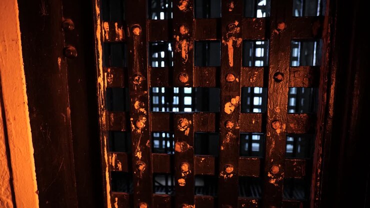 Porta di una cella di prigione su una storica cella di metà Ottocento