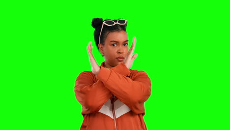 Green-screen,-head-shake-and-woman-face