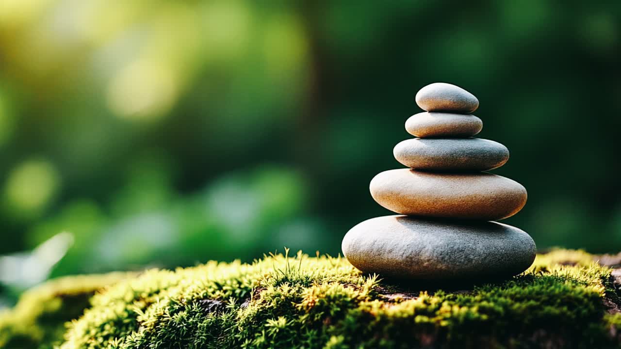 Stacked Stones in a Forest Setting