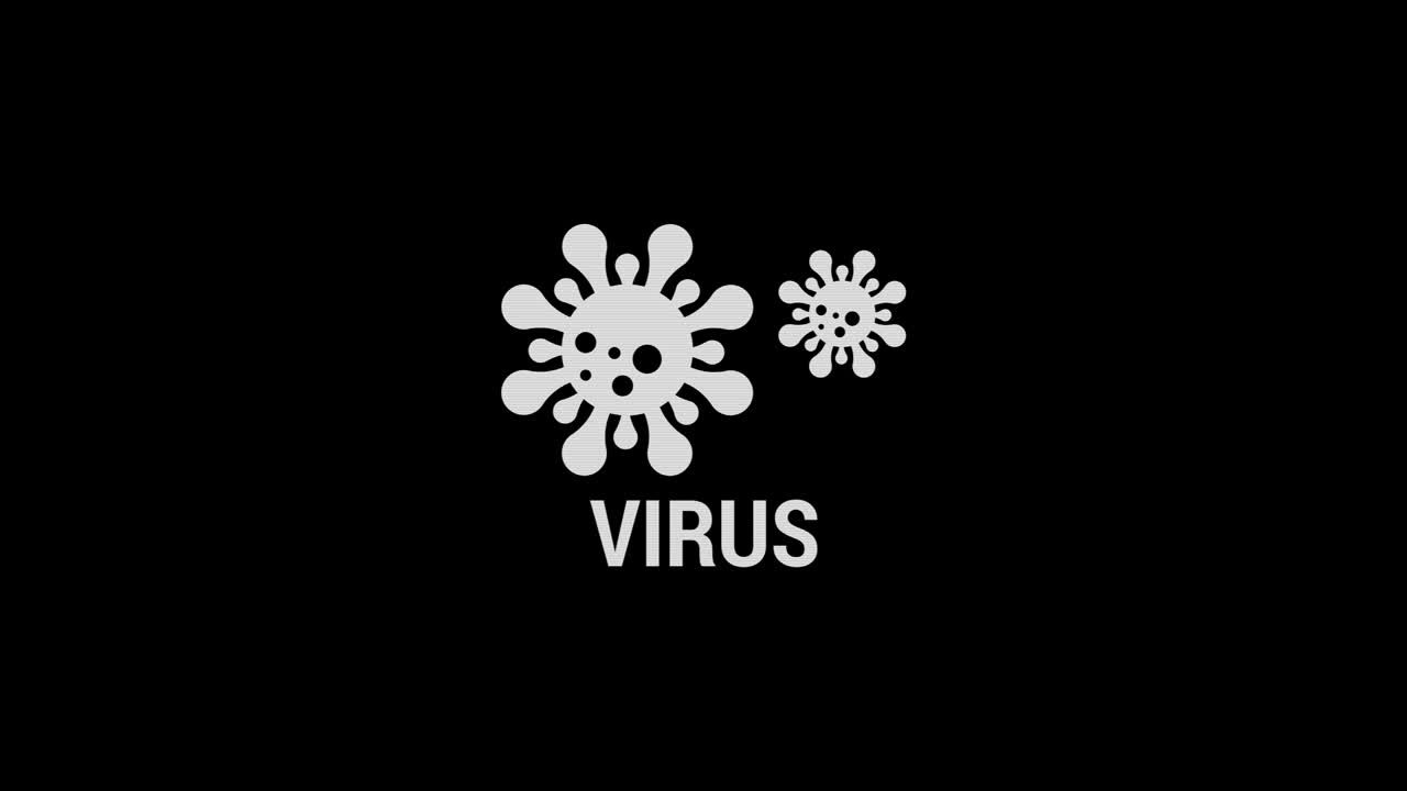 icono de virus retro con efecto de fallo. video en 4k.