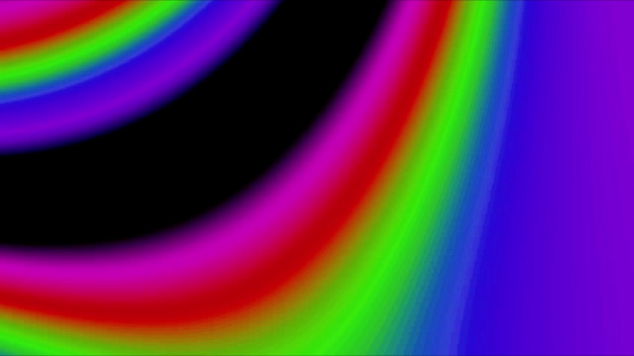 Onde di luce astratte con sfumature arcobaleno in movimento su sfondo nero