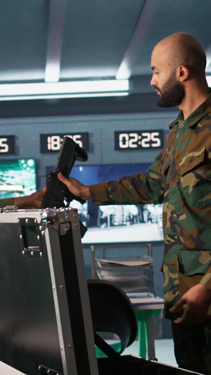 Vertical video Military units loading weapons, preparing for enemy assault mission