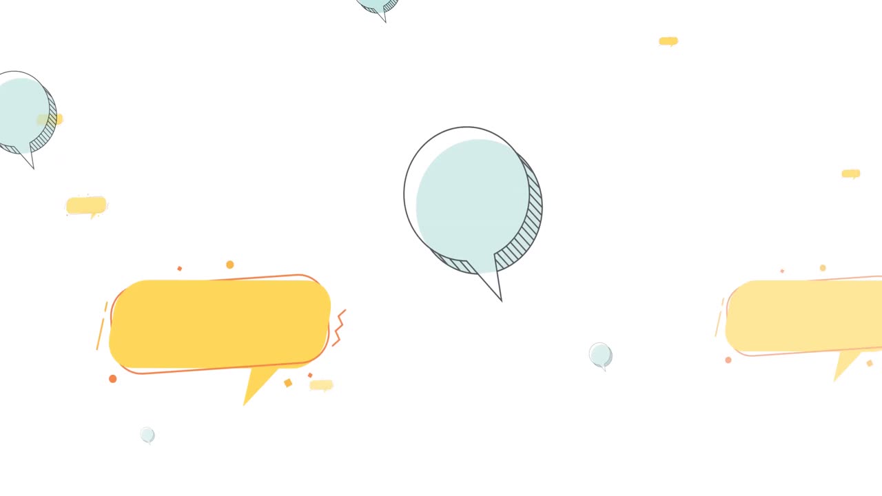 Animation of vintage speech bubbles on white background