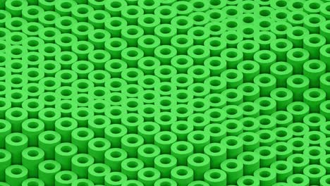 superficie con cilindros verdes en movimiento animación de fondo de primer plano