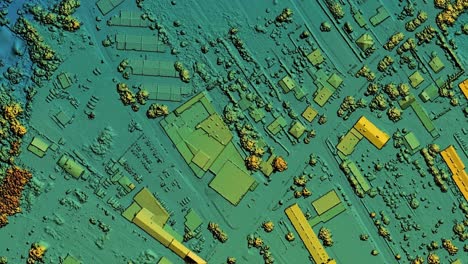 animated map of urban city area with coloured geospatial data for gis usage