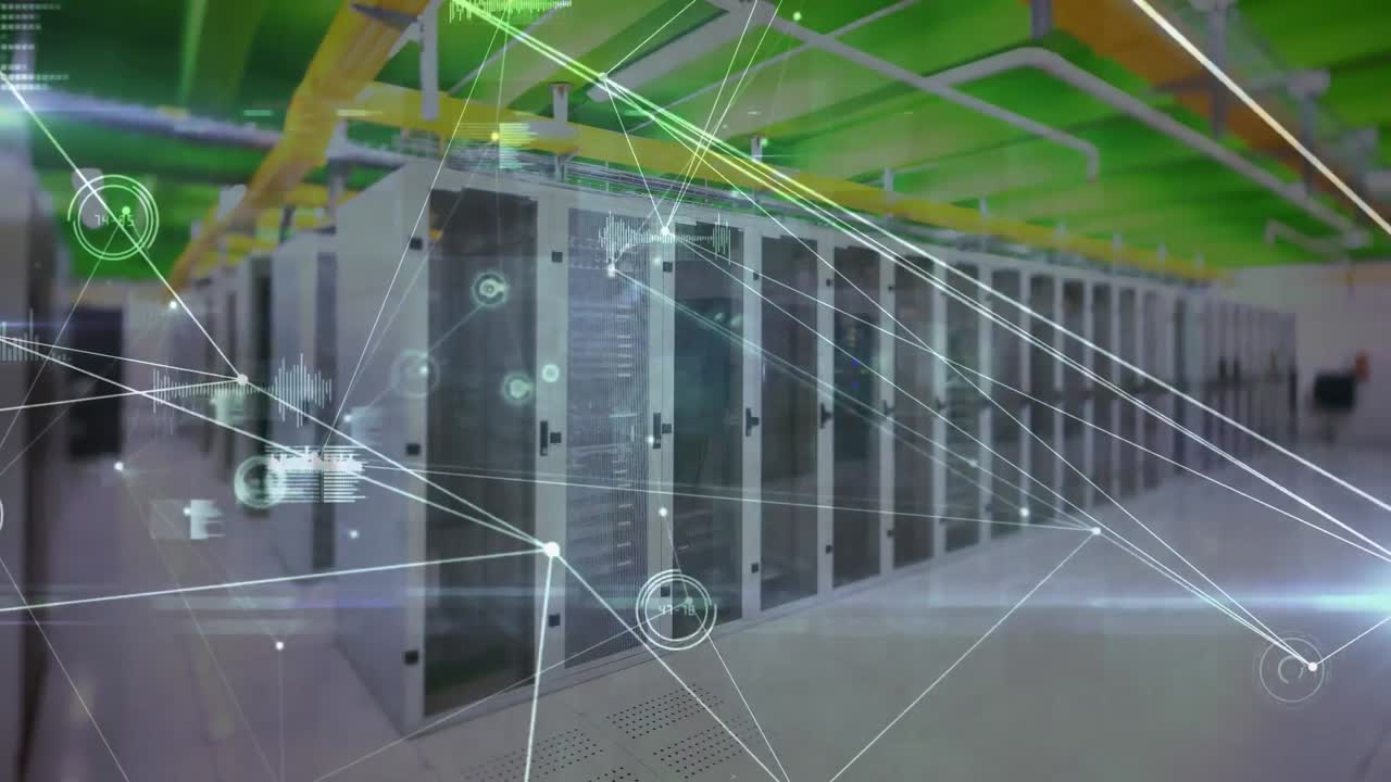 animación de la red de conexiones a través de servidores informáticos