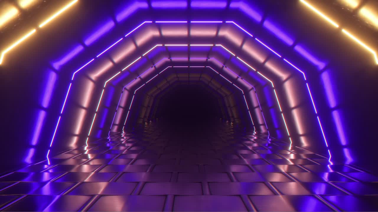 túnel de neón brillante