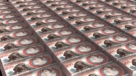 animación 3d de 200 dólares islas aldabra billetes de dinero pila bucle sin costuras