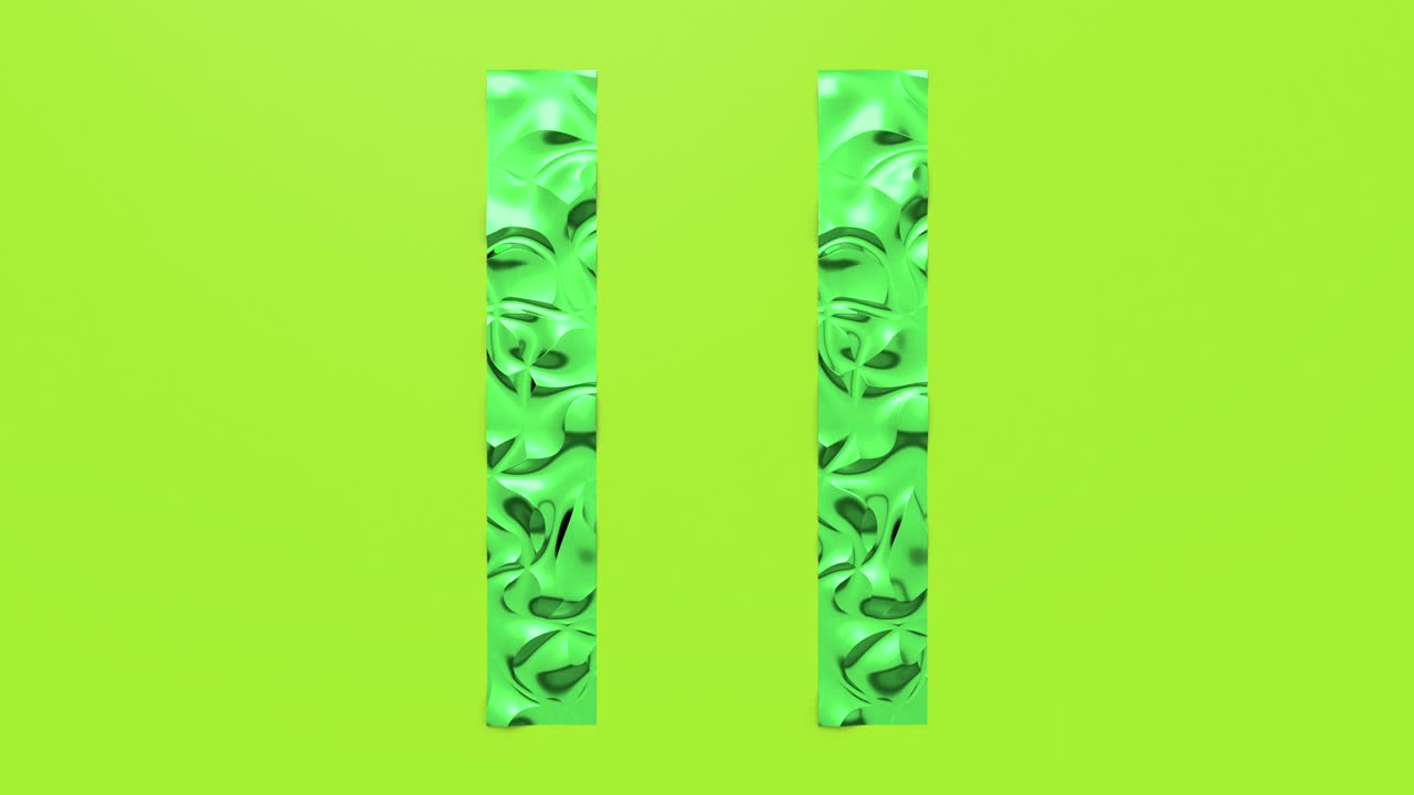 3d Looped animation of Pause button in shape of parallel lines. Wavy surface with ripples.Trendy vibrant texture, fashion textile, graphic design, animated metallic texture.