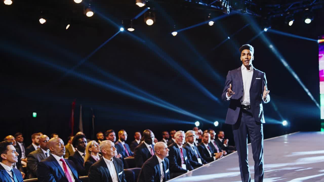 presentación en una conferencia de negocios