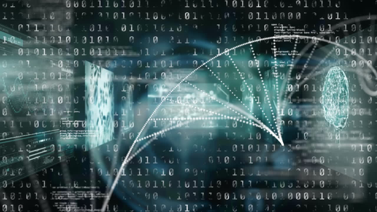 estructura de adn girando sobre pantallas en el procesamiento de datos médicos contra la codificación binaria