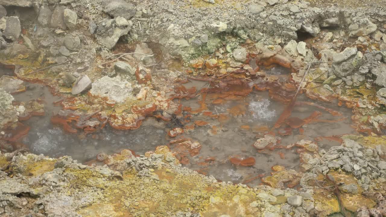 Boiling hot geothermal volcanic spring water at the Geysers &amp;quot;Caldeiras&amp;quot; of Furnas, San Miguel Island, Azores