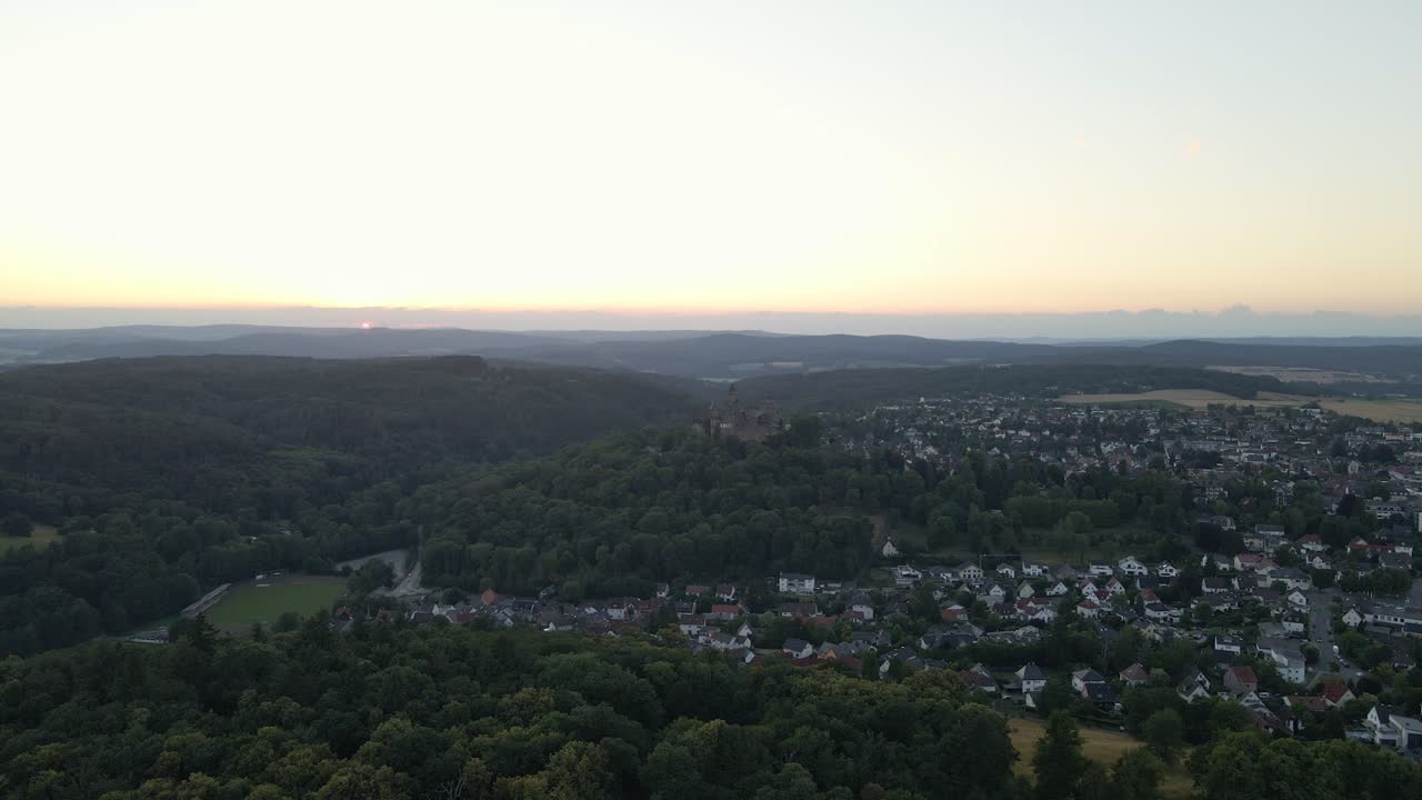 Establishing Aerial Shot Of Braunfels Castle In Germany