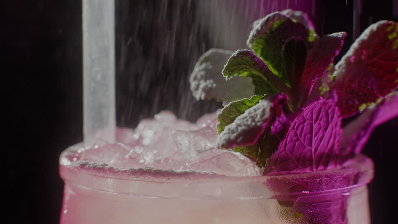 Pink Cocktail with Mint Garnish