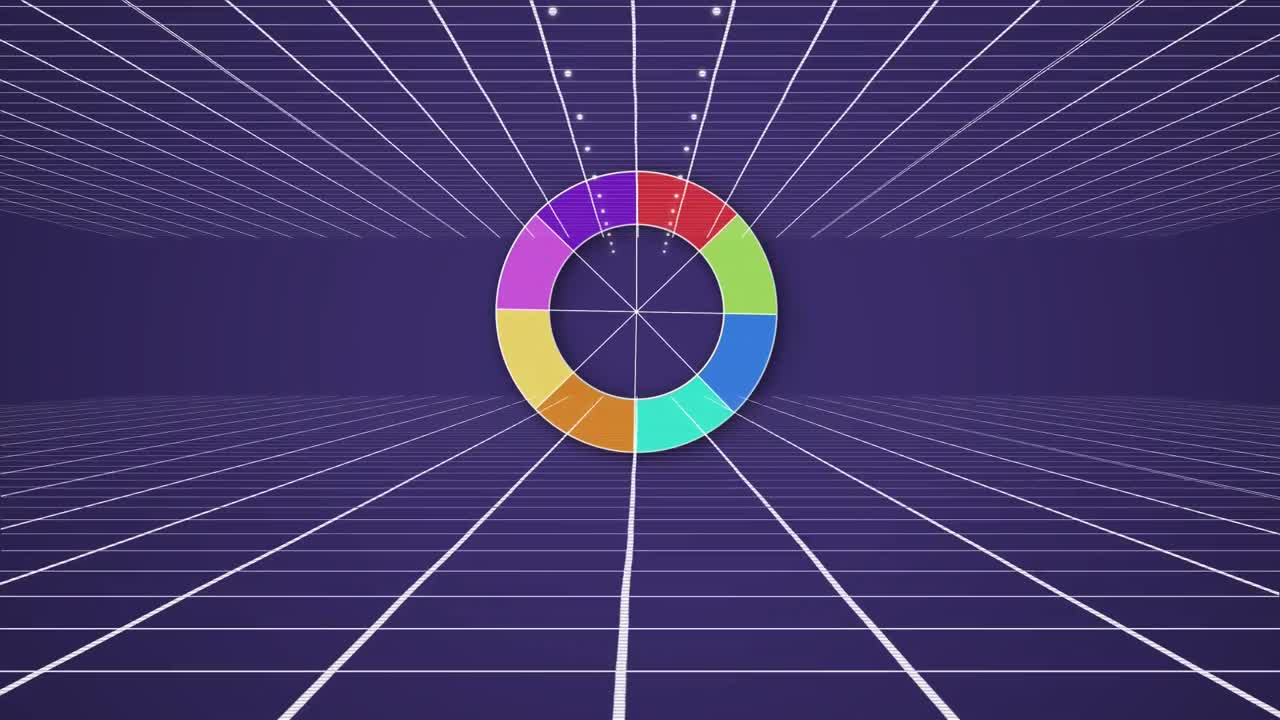Colourwheel on moving purple background