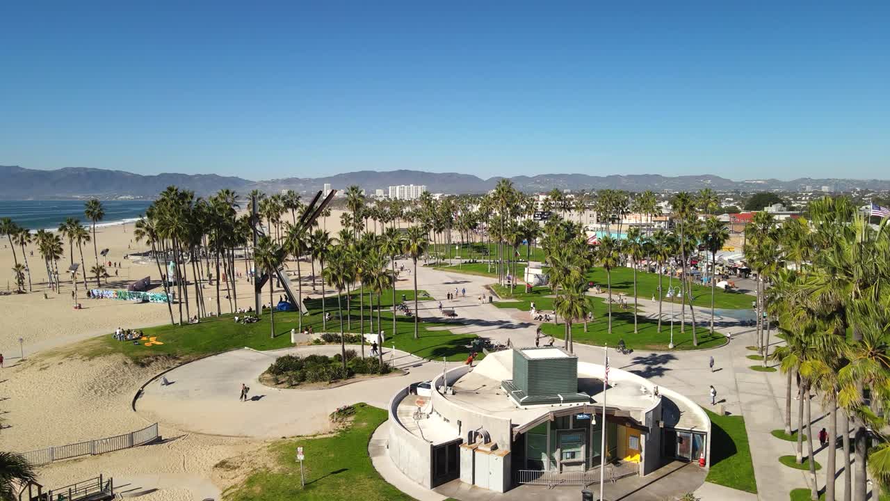 베니스 해변의 항공 영상. 시티뷰